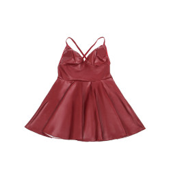 Subblime - 955403 Robe À Bretelles En Cuir Bordeaux L/Xl
